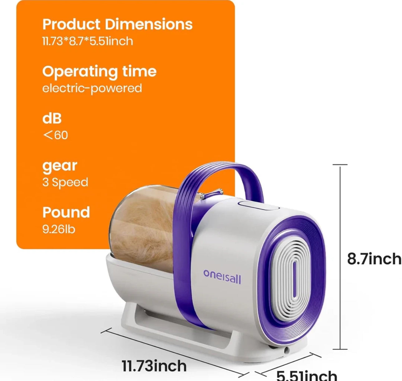 Oneisall Pet Grooming Vacuum & Clippers – 7 in 1 Dog Hair Grooming Kit