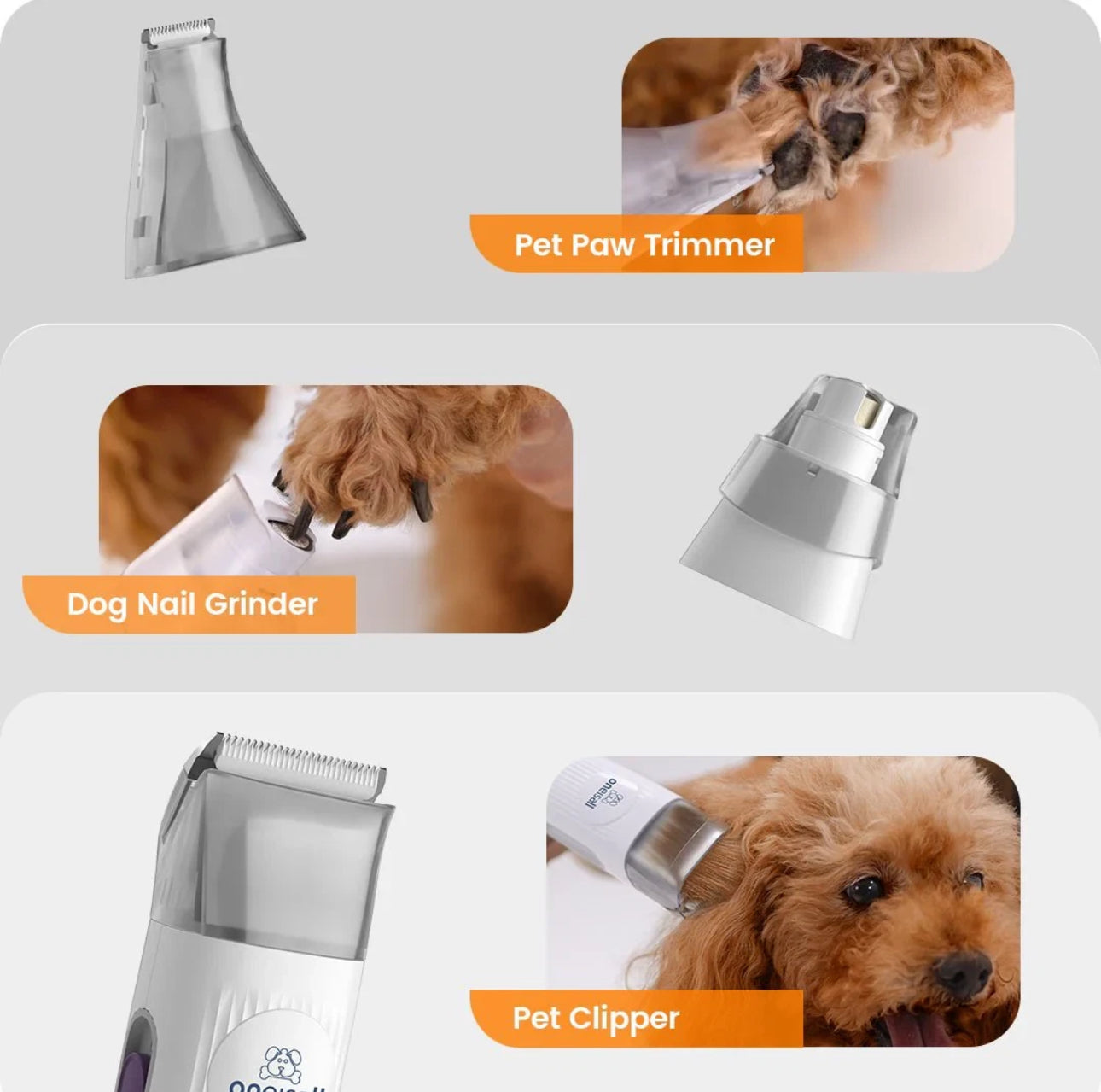 Oneisall Pet Grooming Vacuum & Clippers – 7 in 1 Dog Hair Grooming Kit