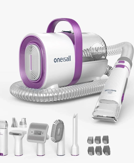 Oneisall Pet Grooming Vacuum & Clippers – 7 in 1 Dog Hair Grooming Kit